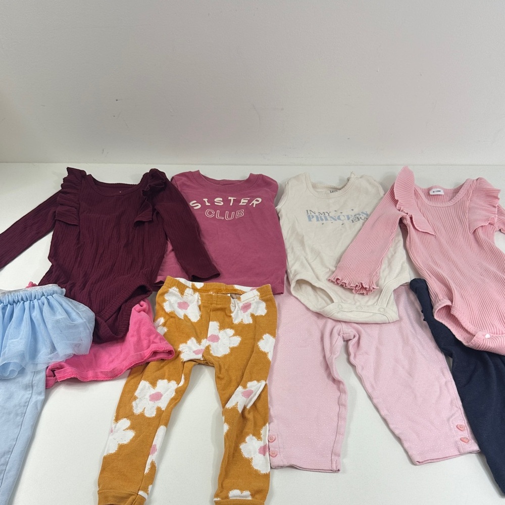 Baby Girls Clothing Lot of 9 PCS 9-24 Months Various Sizes Pink Red Cute Floral